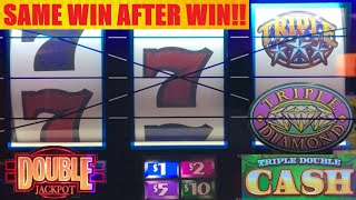 INCREDIBLE! I kept getting the same big win over and over again on TRIPLE DOUBLE STARS! Video