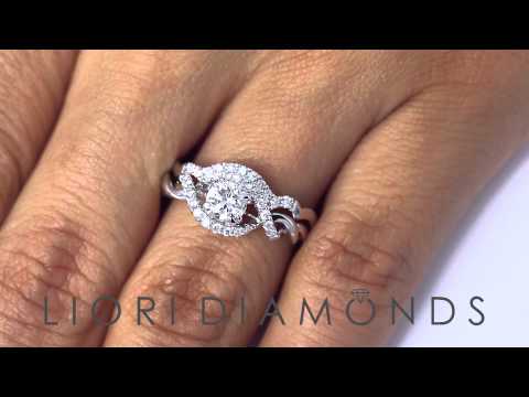 ER-0340 - 0.85 Carat D-VS2 Diamond Engagement Ring & Wedding Band Set 18k White Gold