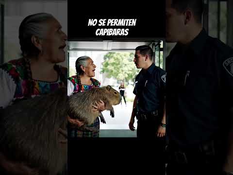 They won't let her in with her pet. #capybara #humor #fyp