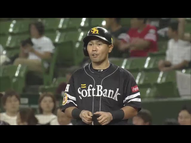 【6回表】ホークス・中村晃 レフト前への2点タイムリーヒットで追加点!! 2016/9/1 L-H
