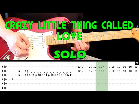 CRAZY LITTLE THING CALLED LOVE - Guitar lesson - Guitar solo (with tabs) - Queen - fast & slow Video