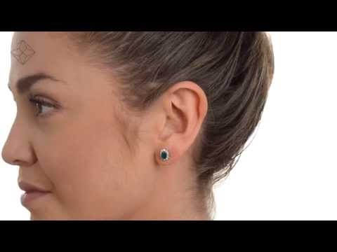 FEG27-G - Emerald 6 x 4mm And Diamond 18K Yellow Gold Earrings