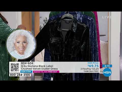 G by Giuliana Black Label Crushed Velvet Duster Shirtdre...