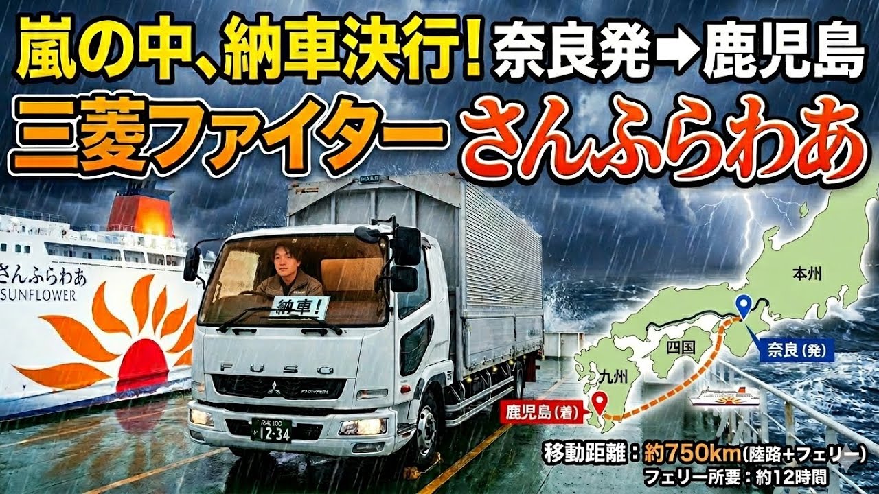 三菱ファイター  奈良から鹿児島まで納車に行く！さんふらわあ むらさき