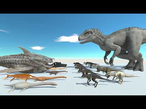 Dinosaur Battle Indominus Rex VS Alienfish Aquatics in Animal Revolt Battle Simulator ARBS