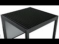3 x 3m Heavy Duty Aluminium Charcoal Automatic Louvred Pergola with LED Lighting & 2 Textilene Side Panels