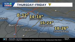 A look at possible rain and snow totals with Northern California Impact day on Thursday