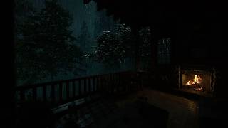 Non-Stop Rainstorm - Crackling Fire🌧🔥12h with Thunder Sounds for Deep Sleep &amp; Peaceful Ambience