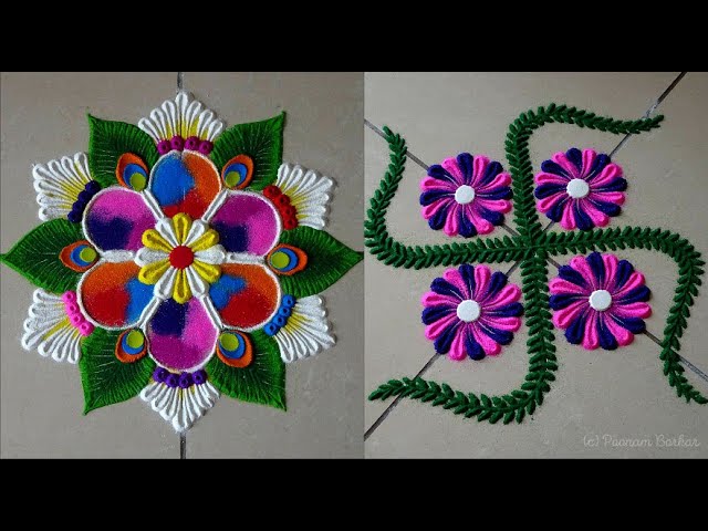 Two small easy rangoli designs for beginners by poonam borkar