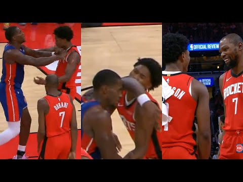 Jalen Duren shoves Amen Thompson then elbows him in face and gets ejected