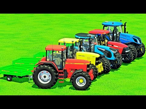JOHN DEERE vs FENT vs LANDINI vs CASE ON THE PARKOUR ! Farming Simulator 22