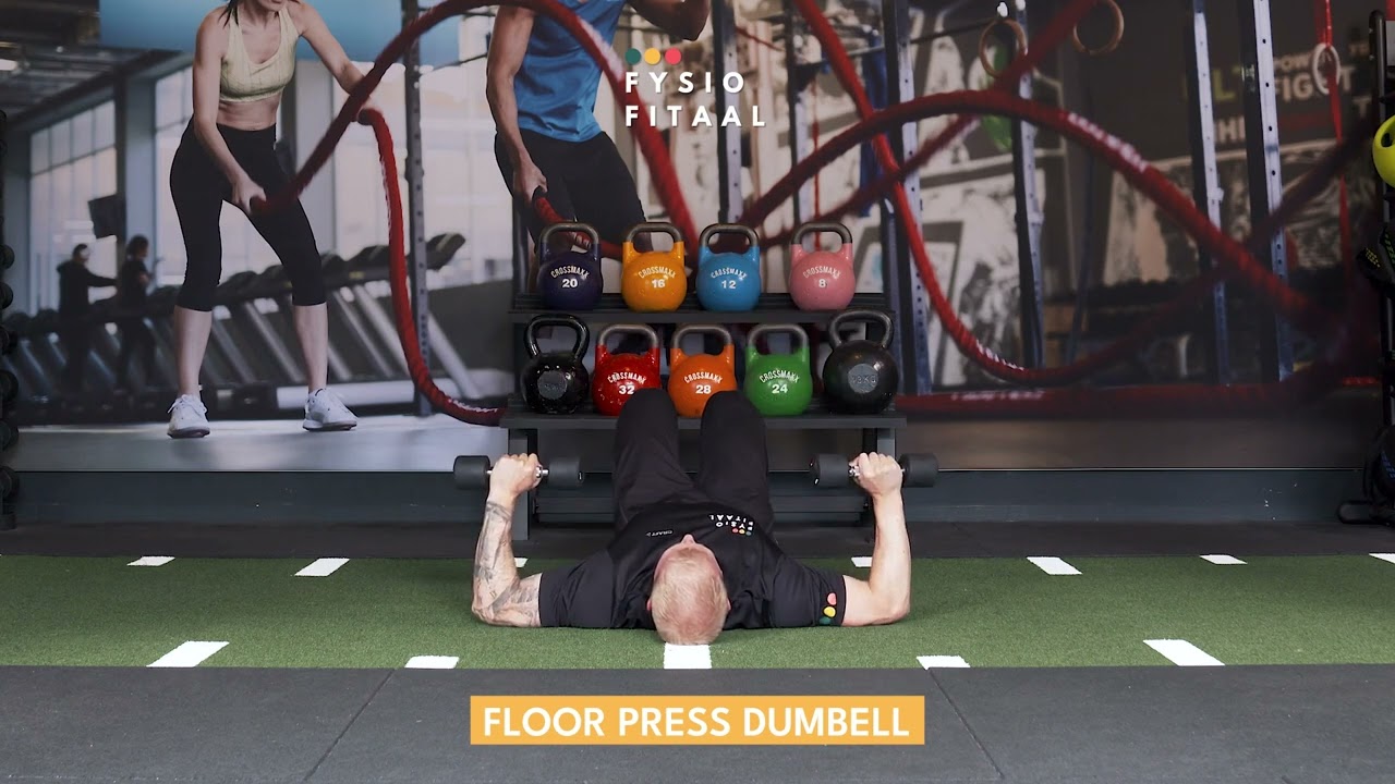 Video thumbnail: Floor press dumbell — instructievideo