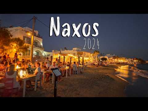 Naxos Greece, Agios Prokopios, Agia Anna, walking tour 4k, Greece 2024