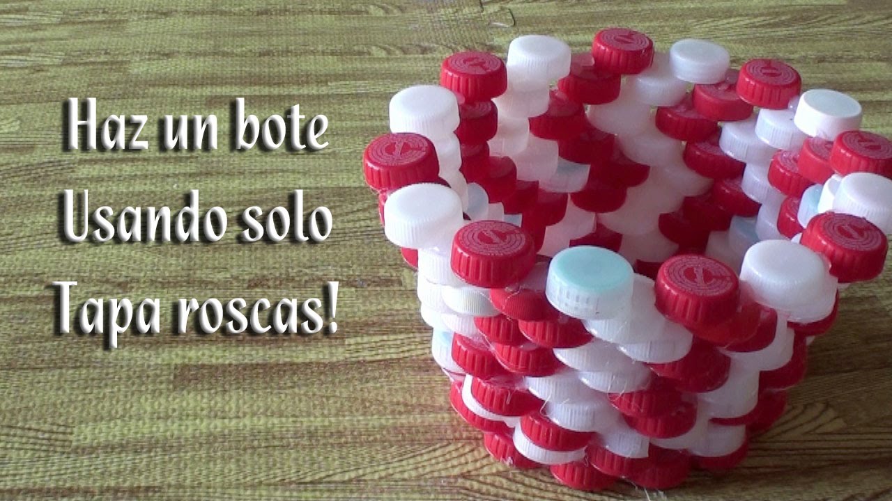 Como hacer un bote usando solo tapa roscas