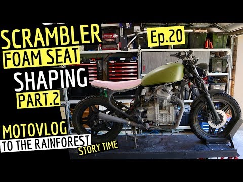 Scrambler Foam Seat Pan Shaping Part 2 - Rainforest Motovlog - Cafe Racer Build Video