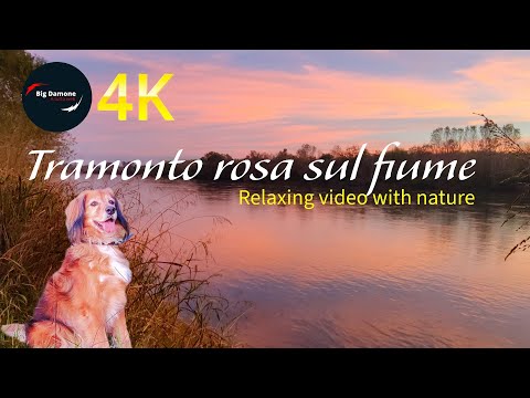 Tramonto rosa sul fiume/Relaxing video with nature. 4K video!