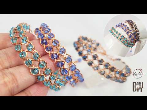 Design your own new bracelet at home | Double 3-wire braid bangle with beads 1106