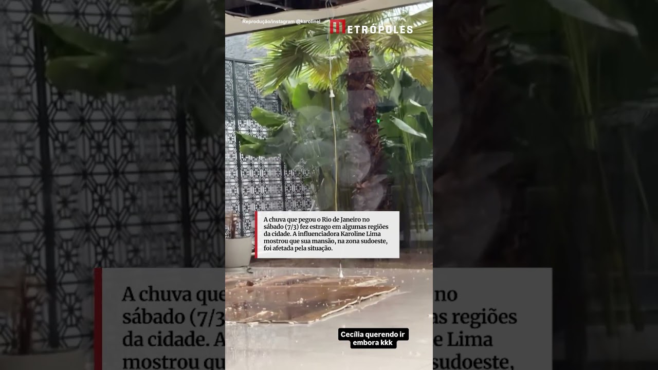 Teto da mansão de Karoline Lima desaba após tempestade no Rio