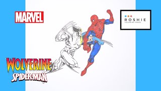 Coloring Wolverine vs Spiderman FINAL-BATTLE! | Marvel | X-men | Roshie Coloring Pages