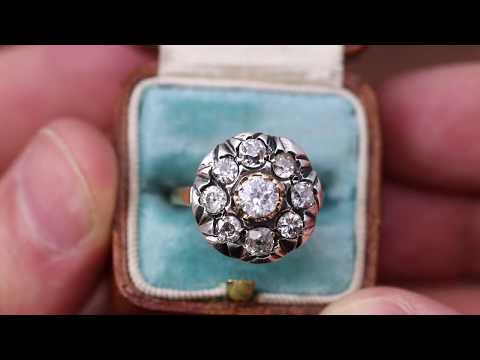 Antique Georgian Old Cut Diamond Cluster Ring 18ct Gold Silver Circa 1830