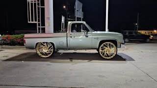 Chevrolet Shortbed C10 Pickup Truck Freshly Painted sittin on all GolD 30s Asantis & 1973 Donk