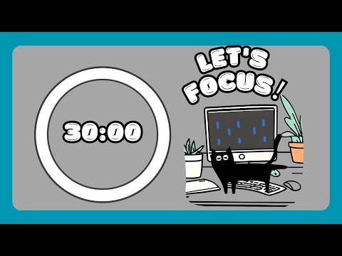 Pomodoro Timer 30/5 | Brown Noise + Rain | ADHD Focus