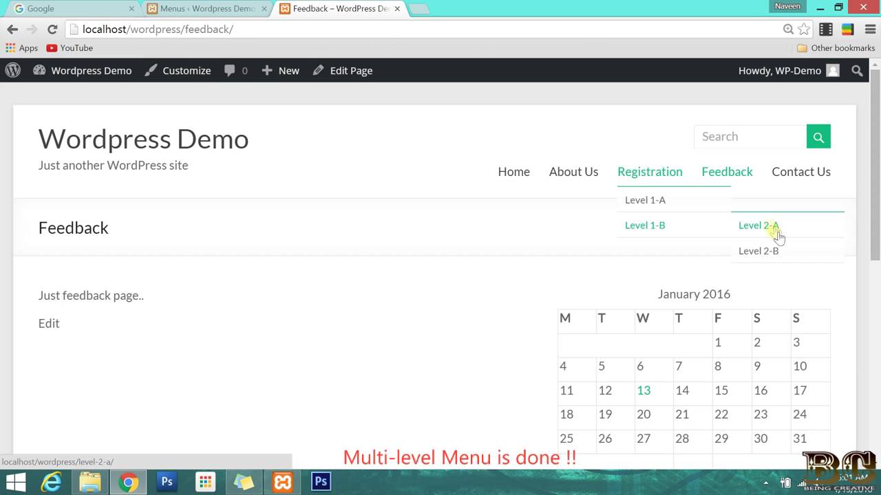 How to add multi-level menu in wordpress