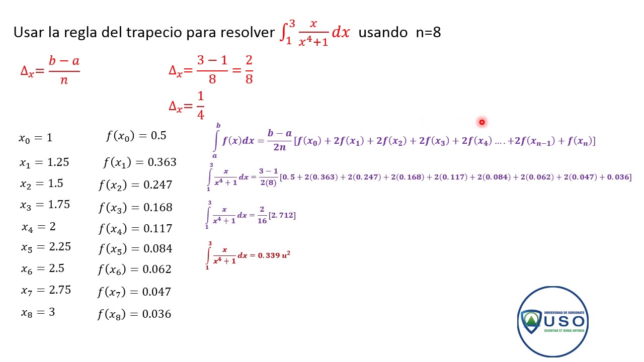 Integración con regla de trapecio y Simpson