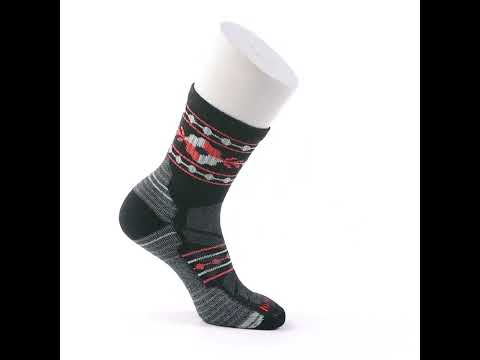 Women's Hike Light Cushion Retro Floral Mid Crew Socks col. Grey