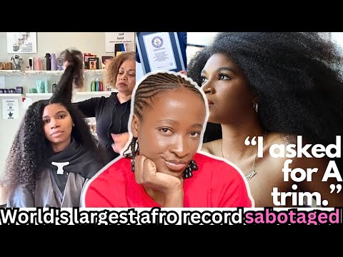 Hairstylist CHOPPED her hair off while on track to beat Guinness world record for largest afro.