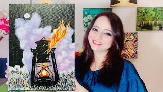 Step by Step Light Lamp Painting for Beginners | Acrylic Painting Tutorial