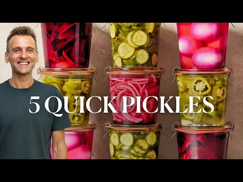 5 Quick Pickle Recipes (Beets, Sweet Pickles, Red Onions, Eggs & Jalapeños)