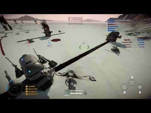 SWBF2 - Shooting down TIE Fighter with a ski speeder - Both AT-M6 Walkers destroyed