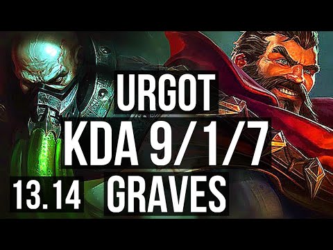 URGOT vs GRAVES (JNG) | 9/1/7, 1.3M mastery, Legendary | KR Master | 13.14
