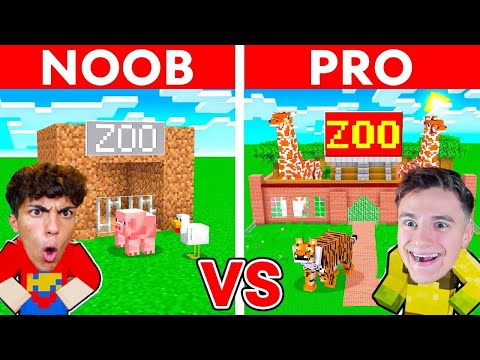 NOOB VS PRO: COSTRUIAMO LO ZOO NELLA BATTAGLIA DI COSTRUZIONI su MINECRAFT!