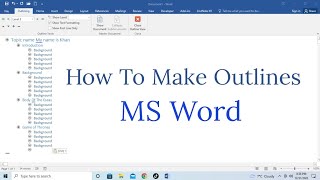 How To Create Outlines in MS Word Make Outline in Word