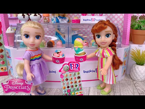 Elsa and Anna Toddlers Ice Cream Shop Fun - Disney Princess