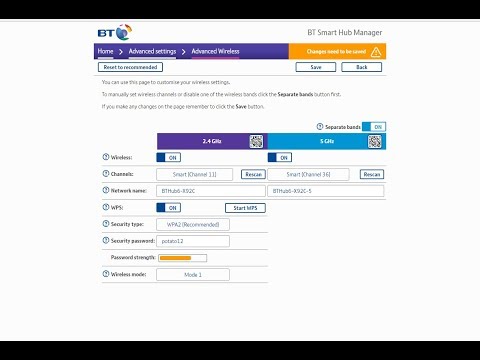 How to Seperate 2.4GHZ and 5GHZ on BT HomeHub 6
