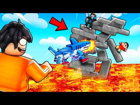 Survive The Falling BRAINROT JENGA Tower In ROBLOX !!