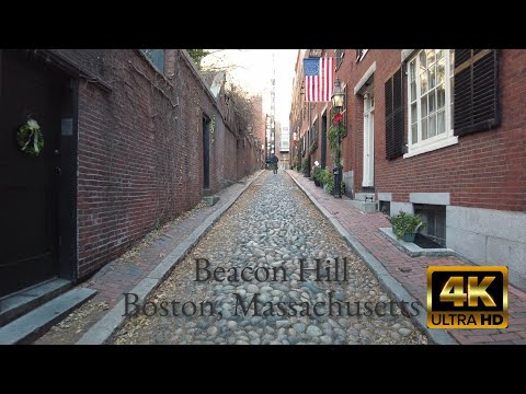 [4K BOSTON] Beacon Hill Walking Tour | Boston, MA, USA | UltraHD 60fps, Ultra-wide lens