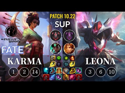 IG Fate Karma vs Leona Sup - KR Patch 10.22