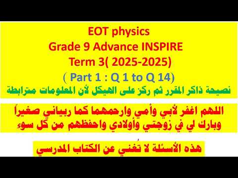 Advance INSPIRE Term 3 ( Part 1 : Q 1 to Q 14)