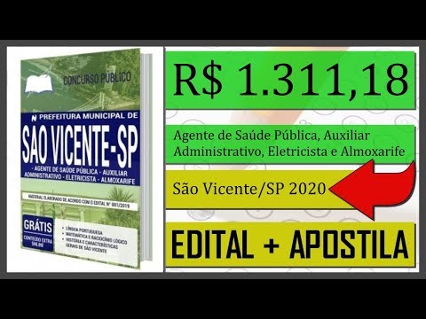 Edital Concurso de São Vicente SP 2020 - Diversos Cargos de Nivel Fundamental e Médio