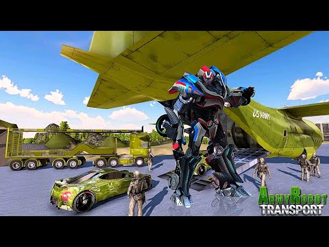 US Army Tank Robot Transform Cargo Plane Transport Simulator Game | Live Android Gameplay