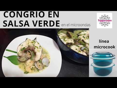 Congrio en salsa verde en el microondas