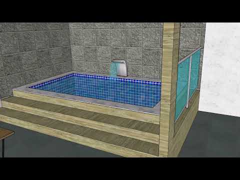 quintal pequeno com piscina e área gourmet