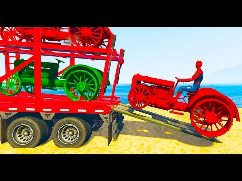 Spiderman nursery rhymes for kids | COLOR Tractor transportation | Learn color and number for kids