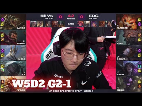 V5 vs EDG - Game 1 | Week 5 Day 2 LPL Spring 2021 | Victory Five vs Edward Gaming G1