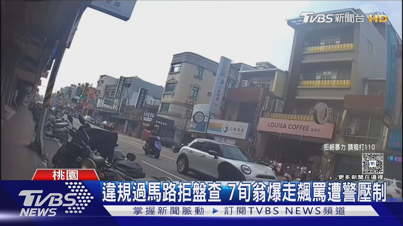 影音／違規過馬路被攔查！73歲翁拒配合還動手　警帶回管束開罰