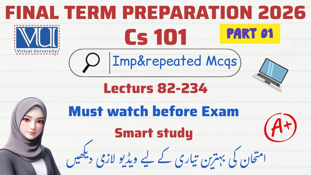 CS101 Introduction Final Term Preparation 2025 &amp; 2026 Most Important and  Repeated MCQs Past Papers